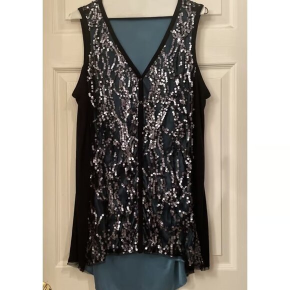 Simply Vera By Vera Wang Sequin Embellished V-Neck Sleeveless Top Sz XL - Picture 1 of 4